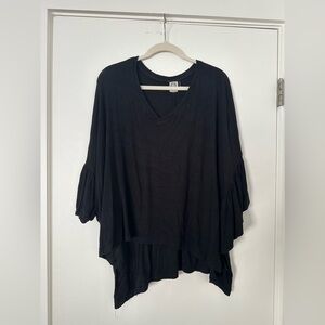 Akemi + Kin Anthropologie Oversized Black V-Neck Top – Peasant Sleeves – Size S